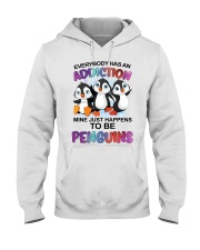 Addiction just happens to be penguins Hooded Sweatshirt front
