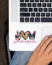 Peace love frenchie Sticker - Single (Horizontal) aos-sticker-single-horizontal-lifestyle-front-11