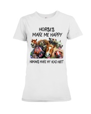 Horses Make Me Happy Premium Fit Ladies Tee tile