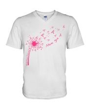 Never Give Up Breast Cancer Awareness V-Neck T-Shirt tile