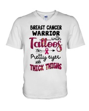 Breast Cancer Warrior V-Neck T-Shirt tile