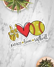 Peace Love softball Sticker - Single (Horizontal) aos-sticker-single-horizontal-lifestyle-front-06