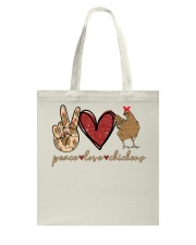 Peace Love Chickens Tote Bag tile
