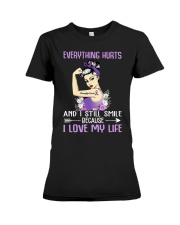 Everything Hurts And I Still Smile Fibromyalgia Premium Fit Ladies Tee tile