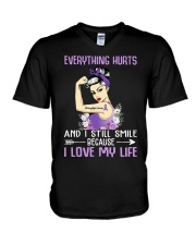 Everything Hurts And I Still Smile Fibromyalgia V-Neck T-Shirt tile