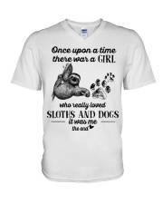 Sloth And Dogs V-Neck T-Shirt tile