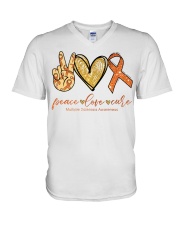 Peace Love Cure Multiple Sclerosis V-Neck T-Shirt tile