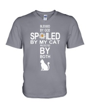 Blessed By God Spoiled By My Cat V-Neck T-Shirt tile