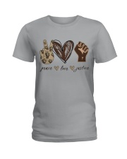 Peace - Love - Justice Ladies T-Shirt thumbnail