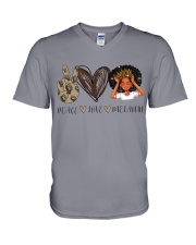 Peace - Love - Melanin V-Neck T-Shirt thumbnail