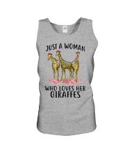 Just-A-Woman-who-loves-her-Giraffes Unisex Tank tile