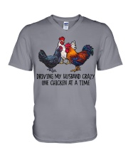 Driving my husband crazy one chicken at a time V-Neck T-Shirt tile