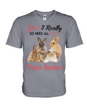 Yes I really do need all these bunnies V-Neck T-Shirt tile