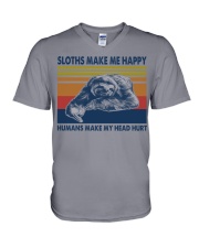 Sloths-Make-Me-Happy V-Neck T-Shirt tile