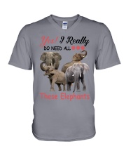 Yes I really do need these elephants V-Neck T-Shirt tile