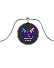 THYROID CANCER AWARENESS Metallic Circle Necklace thumbnail