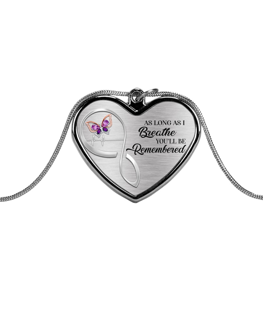 As Long As I Breathe You'll Remembered Metallic Heart Necklace