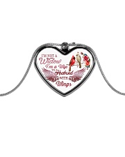 I'm Not A Widow I'm Wife To A Husband With Wings Metallic Heart Necklace front