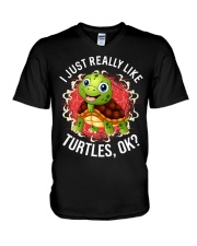 I LIKE TURTLES V-Neck T-Shirt thumbnail