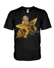 BEEKEEPER RIDING A BEE V-Neck T-Shirt tile