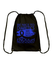 BE NICE TO DIABETICS Drawstring Bag tile