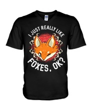 I REALLY LIKE FOXES V-Neck T-Shirt thumbnail