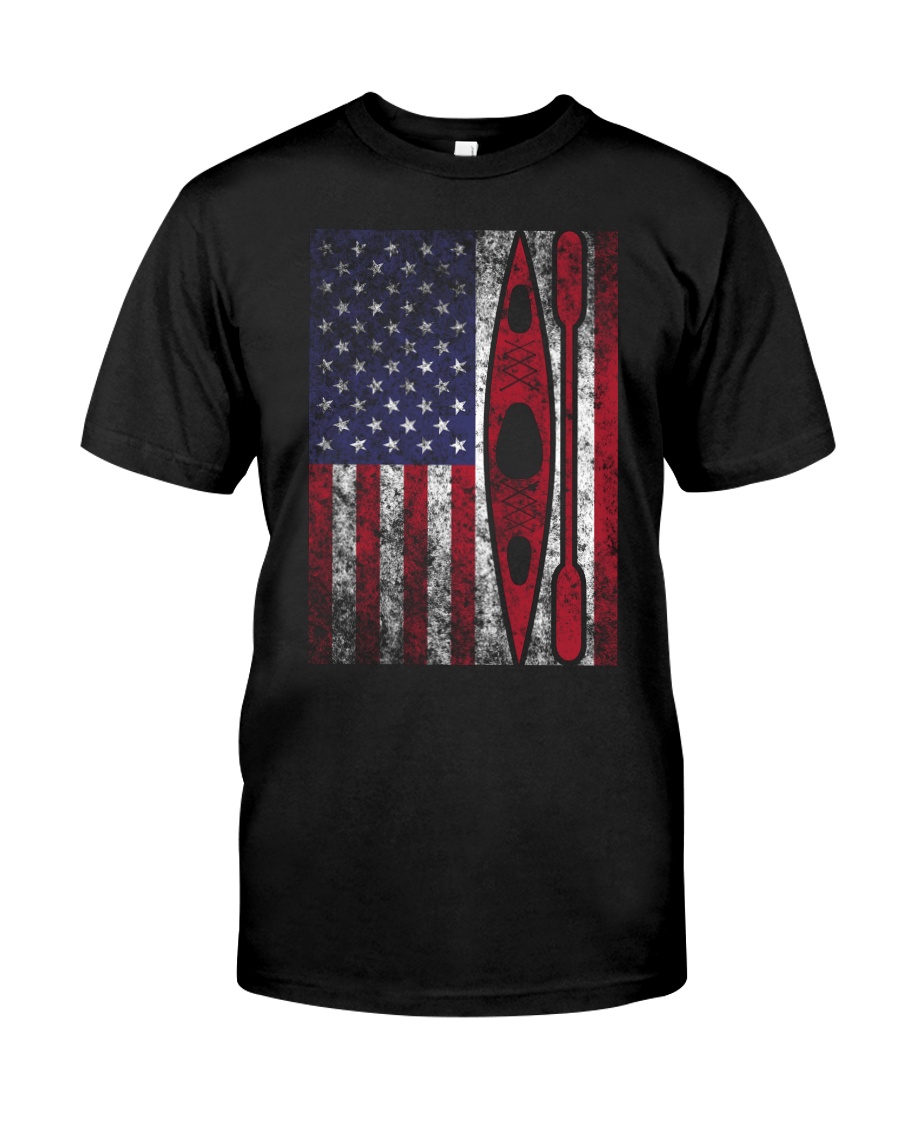Kayak American Flag Classic T-Shirt
