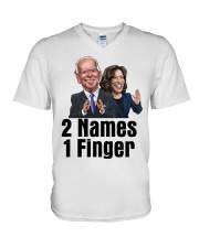 2 Names 1 Finger V-Neck T-Shirt tile