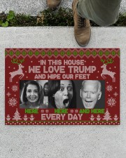 In this house We love Trump Doormat 22.5" x 15" aos-doormat-22-5x15-lifestyle-front-01
