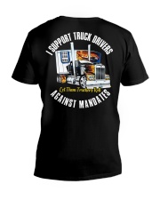 I support truck drivers against mandates V-Neck T-Shirt tile