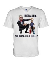 Installed. You know, like a toilet V-Neck T-Shirt tile