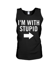 I'm with stupid Unisex Tank tile