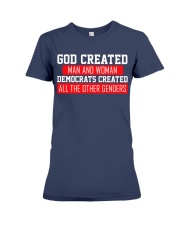 GOD CREATED MAN AND WOMAN Premium Fit Ladies Tee tile