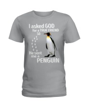 penguins-i asked god bl Ladies T-Shirt tile