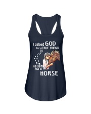 horse-i asked god bl Ladies Flowy Tank tile