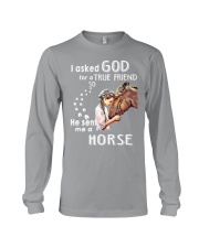 horse-i asked god bl Long Sleeve Tee tile
