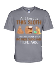 Animals-Sloth-05 V-Neck T-Shirt tile