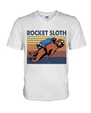 Rocket Sloth V-Neck T-Shirt thumbnail