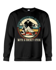 An Old Man With A Hockey Stick Crewneck Sweatshirt thumbnail