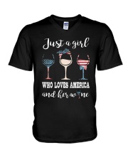 Just A Girl Love Wine V-Neck T-Shirt thumbnail