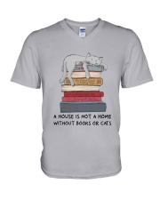 Books And Cats V-Neck T-Shirt thumbnail