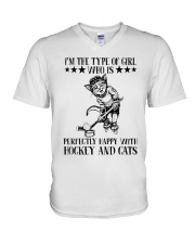 Hockey And Cats V-Neck T-Shirt thumbnail