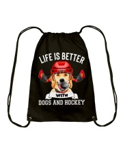 Dogs And Hockey Drawstring Bag thumbnail