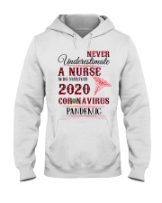 Never Underestimate A Nurse Hooded Sweatshirt thumbnail