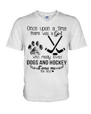 Dogs And Hockey V-Neck T-Shirt thumbnail