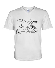 Reading Is Lit V-Neck T-Shirt thumbnail