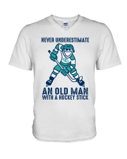 An Old Man With A Hockey Stick V-Neck T-Shirt thumbnail