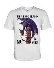 I'm A Bookd Dragon Not A Worm V-Neck T-Shirt thumbnail
