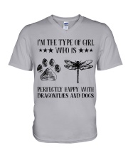 Dragonflies And Dogs V-Neck T-Shirt thumbnail