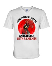An Old Man With A Chicken V-Neck T-Shirt thumbnail